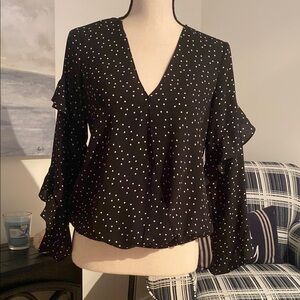 Elegant Black Polka Dot Blouse